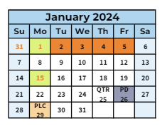 District School Academic Calendar for Jacks Valley Elementary School for January 2024