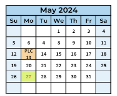District School Academic Calendar for Jacks Valley Elementary School for May 2024