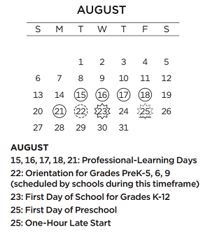 District School Academic Calendar for Table Mound Elementary School for August 2023
