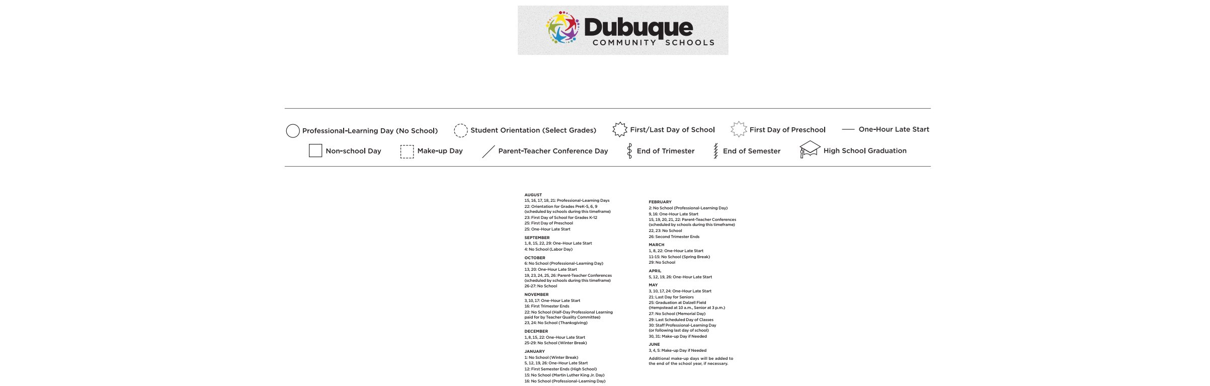 District School Academic Calendar Key for Table Mound Elementary School