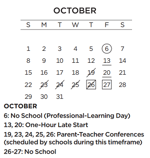 District School Academic Calendar for Table Mound Elementary School for October 2023