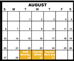 District School Academic Calendar for Duluth Online Program for August 2023