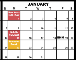 District School Academic Calendar for East Senior High for January 2024