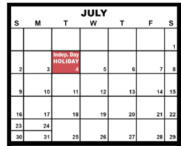 District School Academic Calendar for Duluth Online Program for July 2023