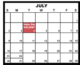 District School Academic Calendar for Lakewood Elementary for July 2023