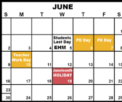 District School Academic Calendar for Early Childhood Special Education for June 2024