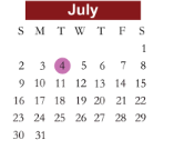 District School Academic Calendar for Smith Elementary for July 2023