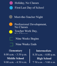 District School Academic Calendar Legend for Merrifield Elementary