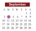 District School Academic Calendar for Hyman Elementary for September 2023