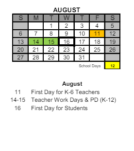 District School Academic Calendar for Liberty Intermediate School for August 2023