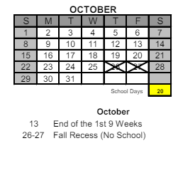 District School Academic Calendar for Liberty Intermediate School for October 2023