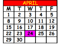 District School Academic Calendar for Oceanway Elementary School for April 2024