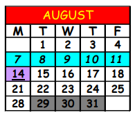 District School Academic Calendar for Timucuan Elementary School for August 2023