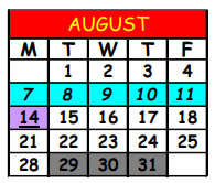District School Academic Calendar for Andrew A. Robinson Elementary School for August 2023