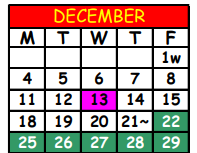 District School Academic Calendar for Marine Science Education Center for December 2023