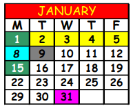 District School Academic Calendar for Rutledge H. Pearson Elementary School for January 2024