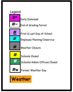 District School Academic Calendar Legend for Mattie V Rutherford Alt Ed Center