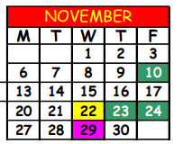 District School Academic Calendar for Duval County Superintendent's Office for November 2023