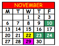 District School Academic Calendar for Grand Park Career Center for November 2023