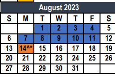 District School Academic Calendar for Prairie Vista Middle School for August 2023