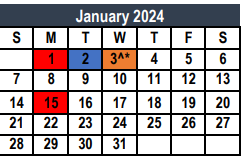 District School Academic Calendar for Tarrant Co J J A E P for January 2024