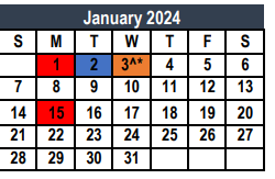 District School Academic Calendar for Weldon Hafley Development Center for January 2024