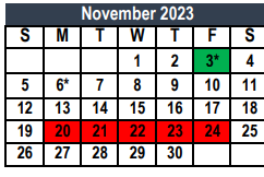 District School Academic Calendar for Chisholm Ridge for November 2023