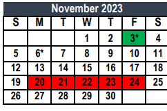 District School Academic Calendar for Saginaw Elementary for November 2023