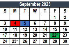 District School Academic Calendar for Comanche Spring Elementary for September 2023