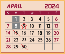 District School Academic Calendar for E P H S - C C Winn Campus for April 2024