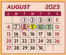 District School Academic Calendar for Early Childhood Center for August 2023