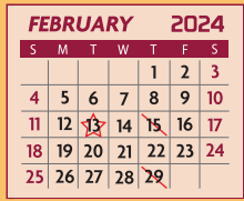 District School Academic Calendar for Nellie Mae Glass Elementary for February 2024