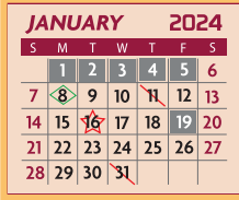 District School Academic Calendar for E P H S - C C Winn Campus for January 2024