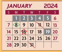 District School Academic Calendar for Pete Gallego Elementary for January 2024