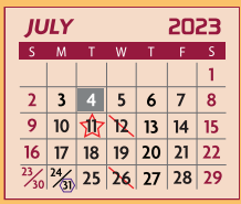District School Academic Calendar for E P H S - C C Winn Campus for July 2023