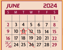 District School Academic Calendar for Language Development Center for June 2024