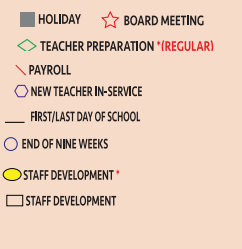 District School Academic Calendar Legend for Pete Gallego Elementary