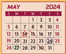 District School Academic Calendar for E P H S - C C Winn Campus for May 2024
