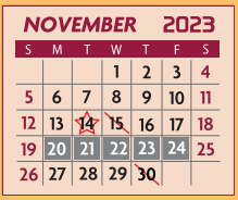 District School Academic Calendar for Nellie Mae Glass Elementary for November 2023