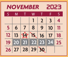 District School Academic Calendar for Early Childhood Center for November 2023