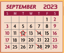 District School Academic Calendar for E P H S - C C Winn Campus for September 2023