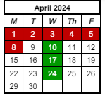 District School Academic Calendar for Prince Chapman Academy for April 2024