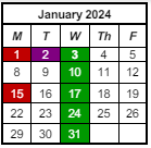 District School Academic Calendar for Prince Chapman Academy for January 2024