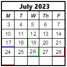 District School Academic Calendar for Prince Chapman Academy for July 2023
