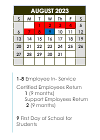 District School Academic Calendar for Bellingrath Hills Elementary School for August 2023