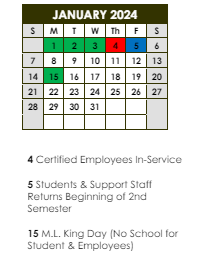 District School Academic Calendar for Baton Rouge High School for January 2024