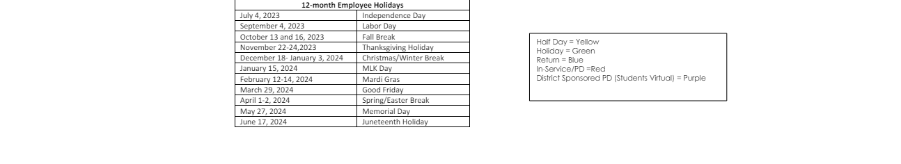 District School Academic Calendar Key for Brookstown Elementary School