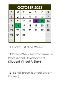 District School Academic Calendar for Broadmoor Senior High School for October 2023