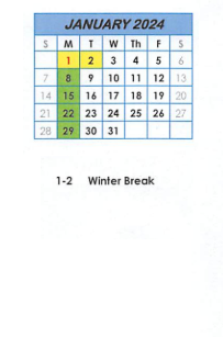 District School Academic Calendar for Avilla Elem & Middle Sch for January 2024