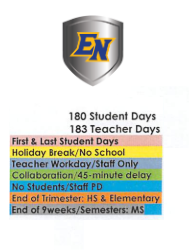 District School Academic Calendar Legend for Avilla Elem & Middle Sch